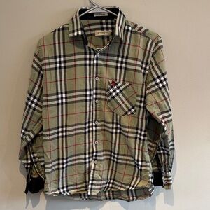 Burberry Olive Plaid Shirt